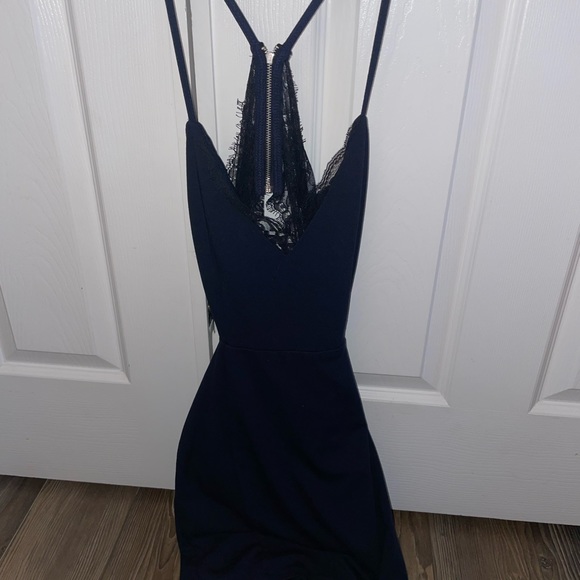 Blue and black lace mini dress - Picture 1 of 3